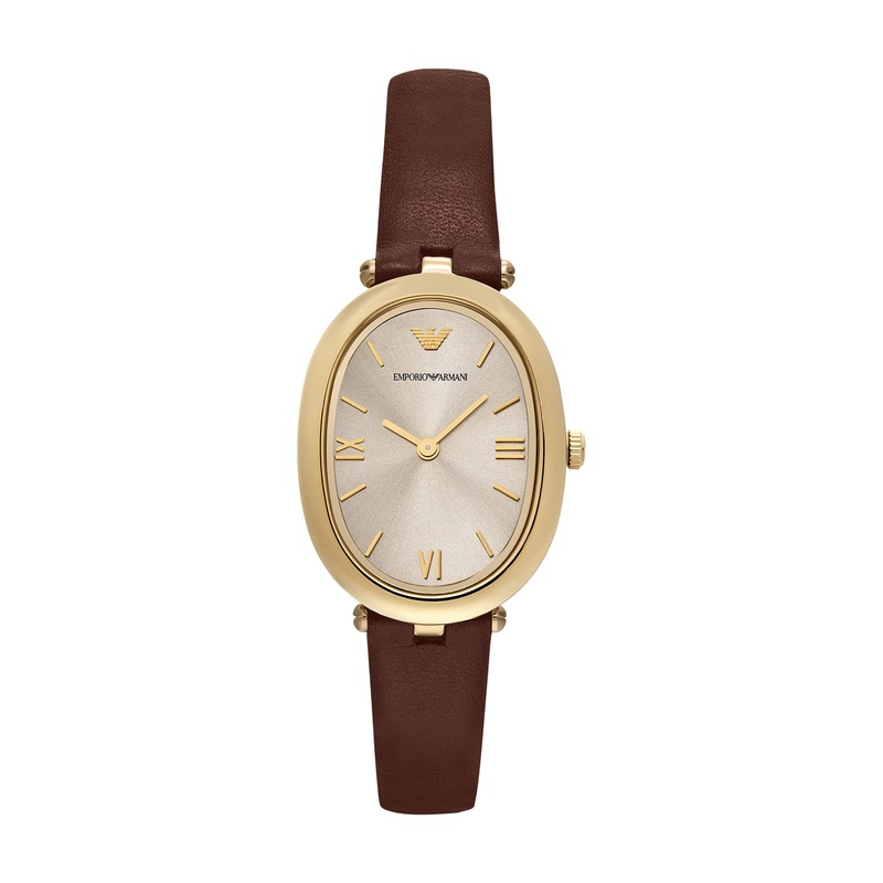 Armani Two Hand Brown Leather Grey Dial Watch AR11708