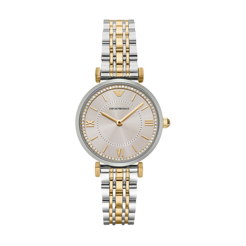 Armani Two-Tone Stainless Steel Brown Dial Watch AR11702