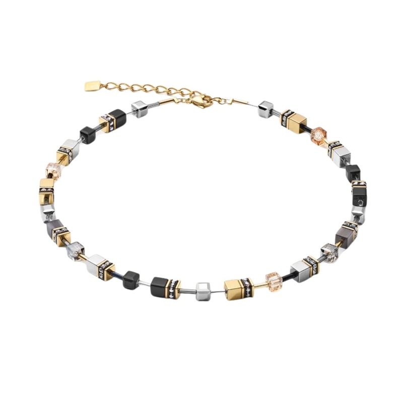 Coeur de Lion GEOCUBE Necklace Grey-Gold
