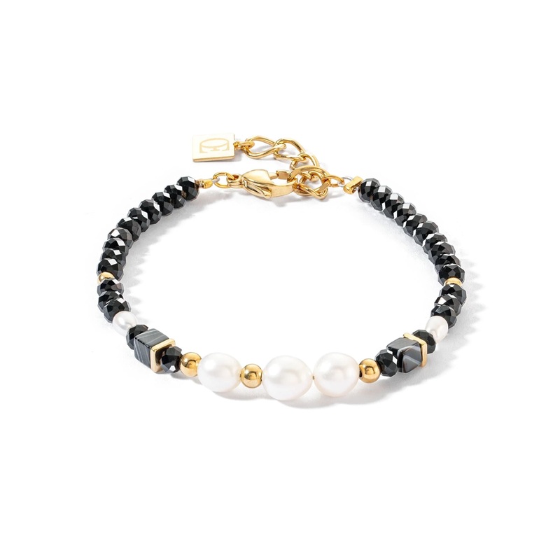 Coeur de Lion Pearls & Onyx Bracelet Gold