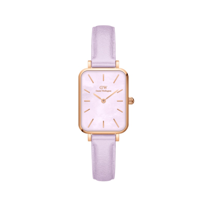 Daniel Wellington Quadro Purple Leather 20x26mm Purple Mother of Pearl Dial Watch DW00100637