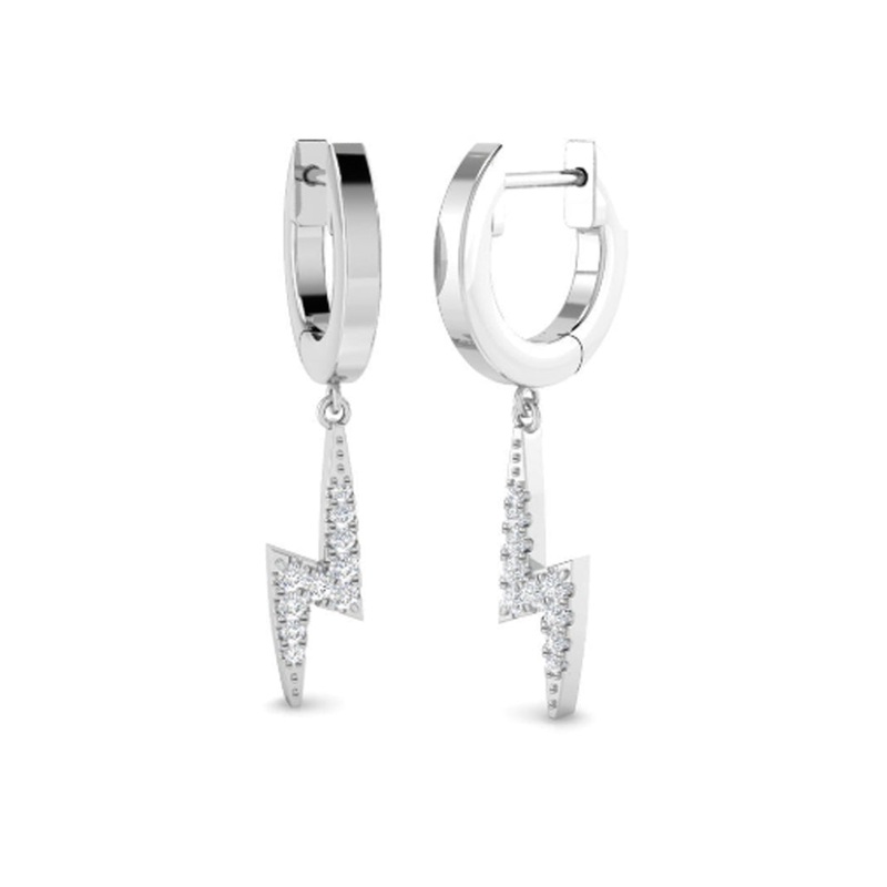 Diamond Lightning Bolt 9ct White Gold Drop Earrings