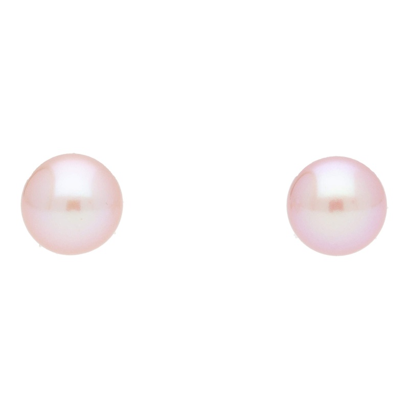 Pink Freshwater 8mm Pearl 9ct Yellow Gold Earrings