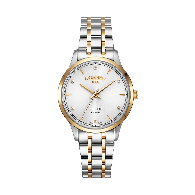 Roamer Seehof 34mm White Dial Two Tone Stainless Steel Strap Watch