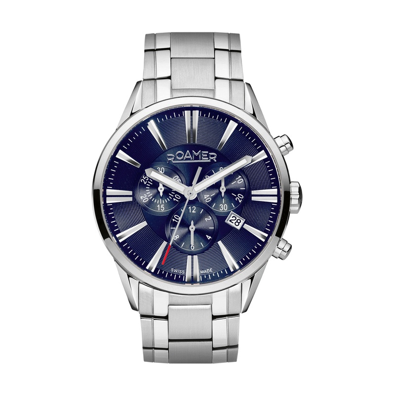 Roamer Superior Chronograph 44mm Blue Dial  Stainless Steel Strap Watch