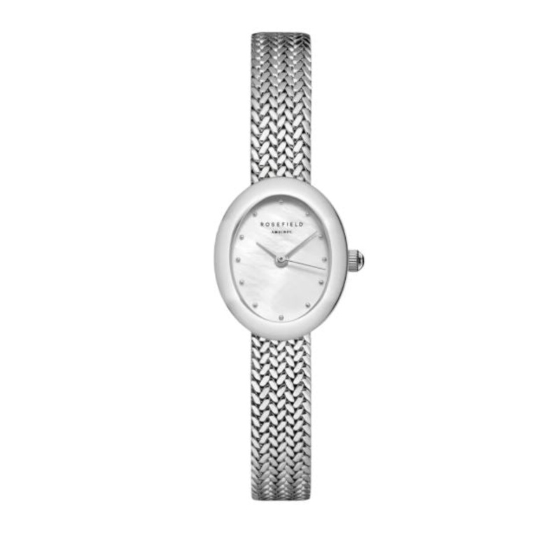 Rosefield Mini Oval Mother of Pearl Dial Stainless Steel Watch MWSMS-M05