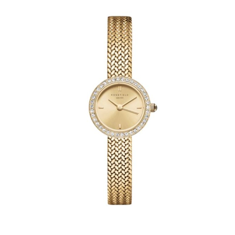 Rosefield Mini Small Edit Crystal Gold Dial Stainless Steel Watch MCGMG-M03