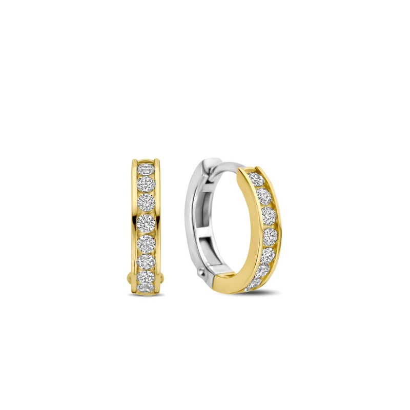 Ti Sento Cubic Zirconia Yellow Gold Plated Hoop Earrings 7973ZY
