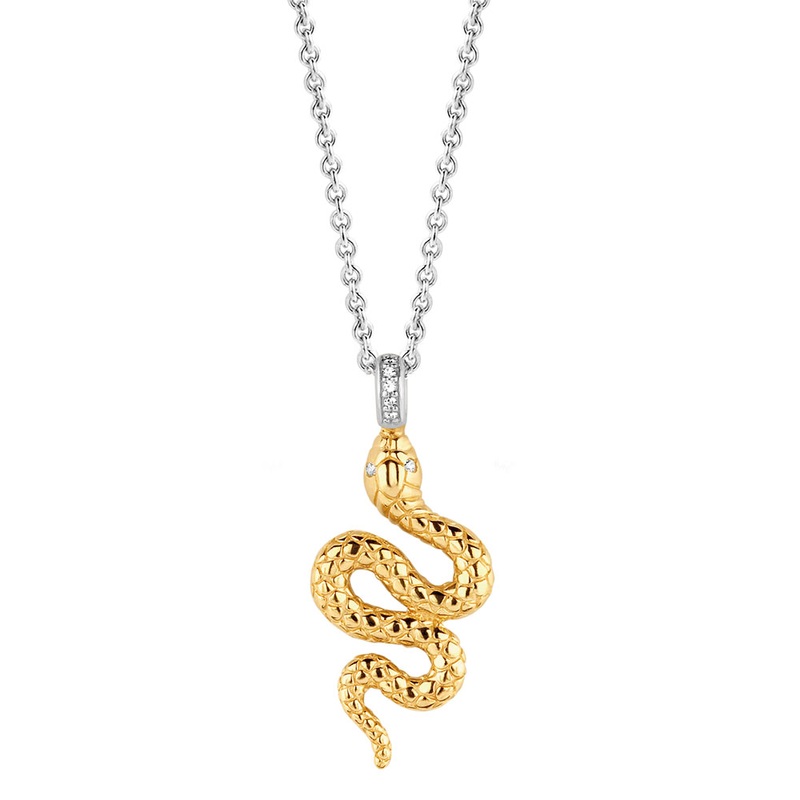 Ti Sento Yellow Gold Plated Cubic Zirconia Snake Pendant 3923SY
