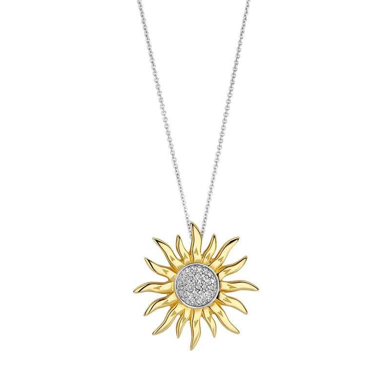 Ti Sento Yellow Gold Plated Cubic Zirconia Sun Pendant