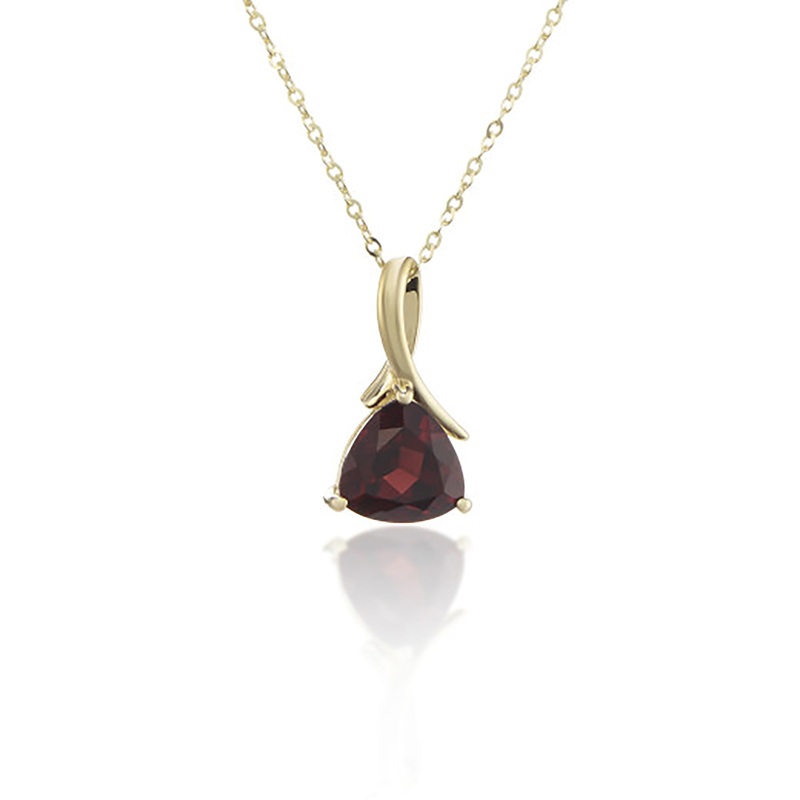 Trilliant Garnet 9ct Yellow Gold Pendant