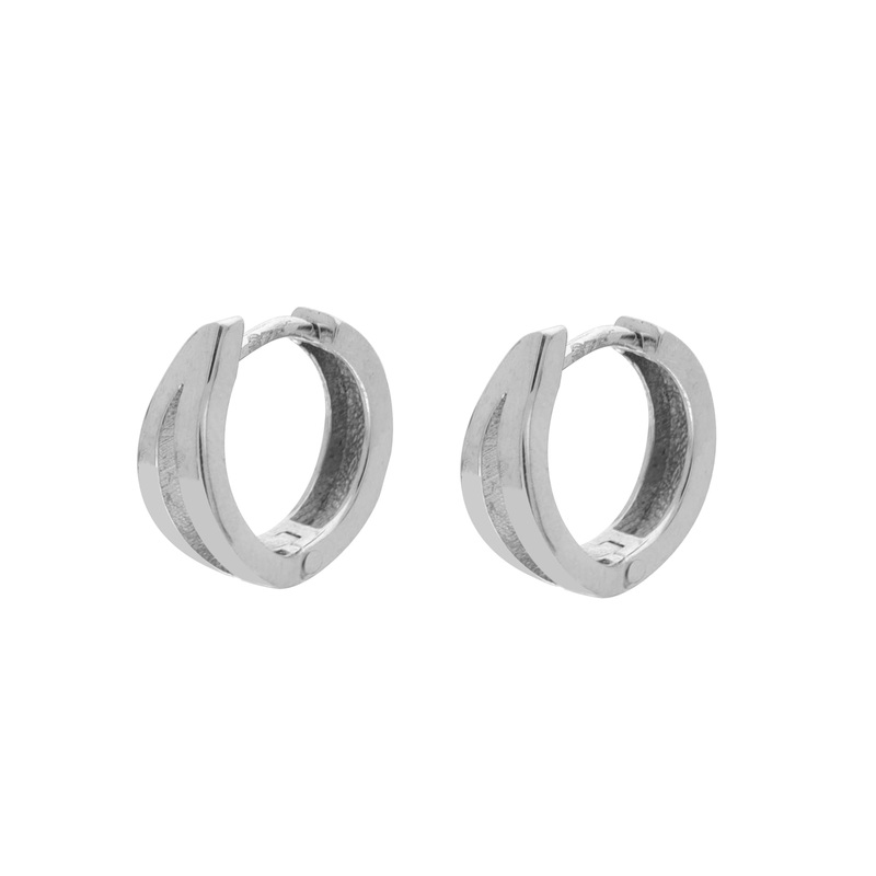 Wavy 9ct White Gold 14mm Huggy Hoop Earrings