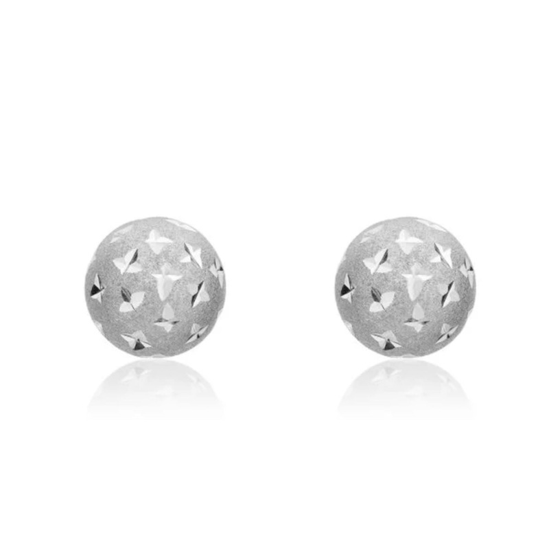 9ct White Gold Stardust Stud Earrings.