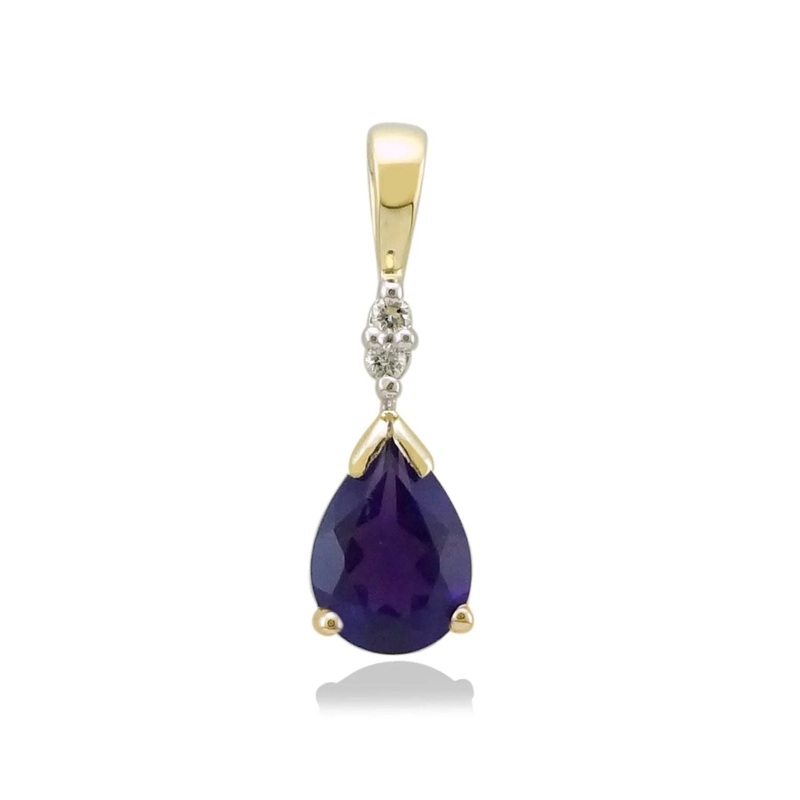 Amethyst and Diamond 9ct Yellow Gold Pendant
