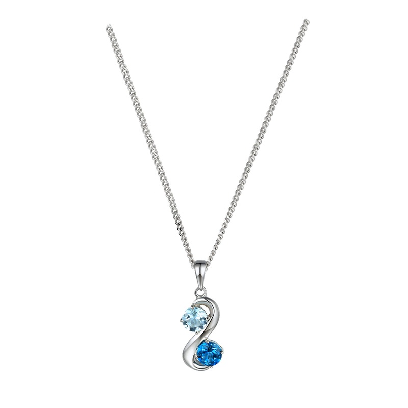 Amore Swoosh Blue Topaz Necklace