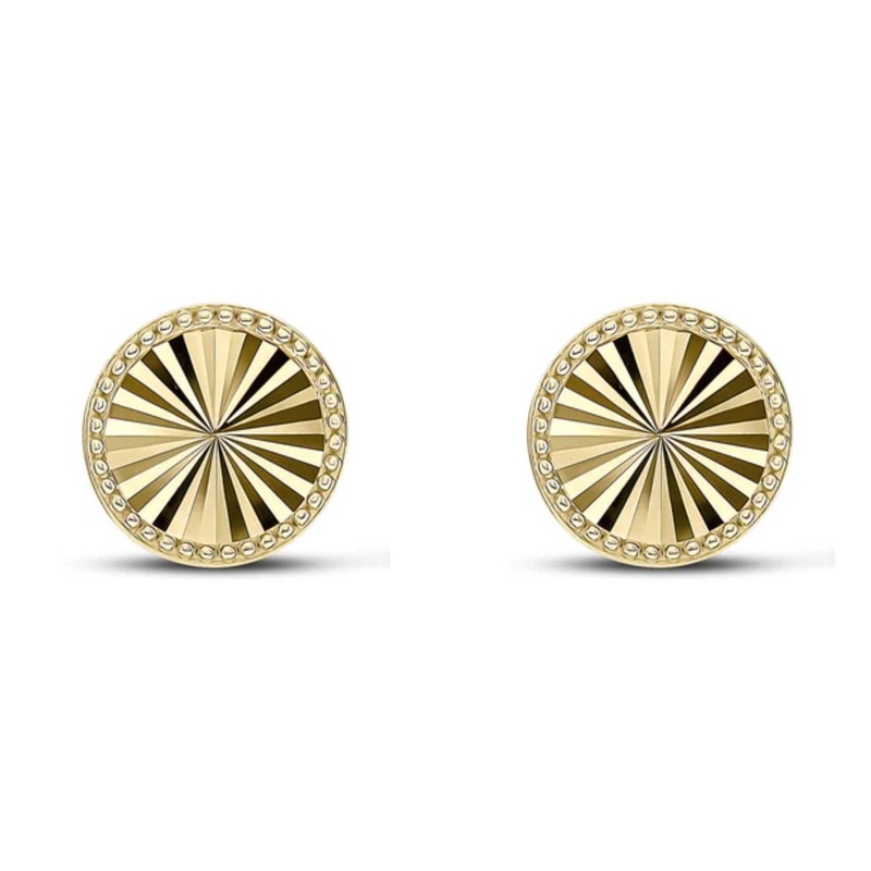 Beaded Round 9ct Yellow Gold Stud Earrings