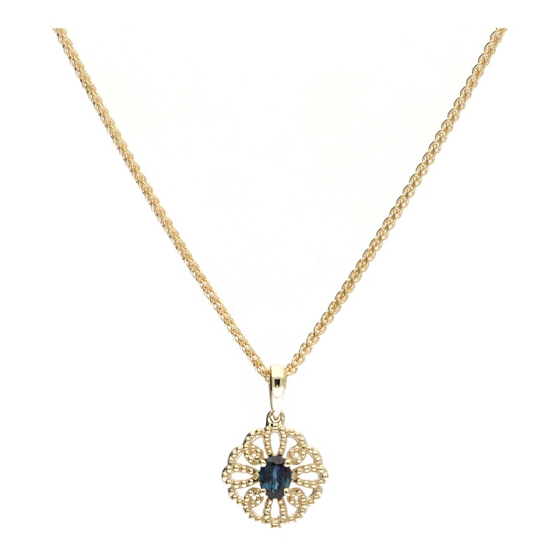 Blue Sapphire 9ct Yellow Gold Pendant
