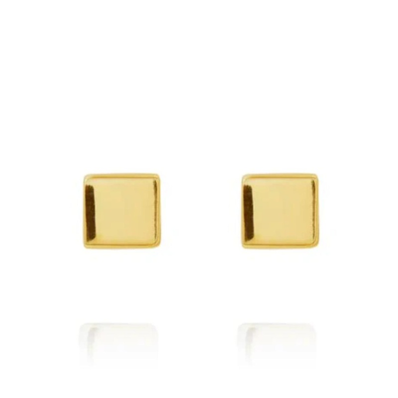 Cube 9ct Yellow Gold Stud Earrings