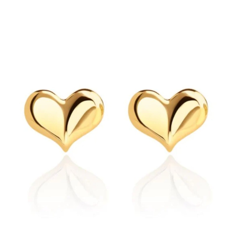 Curved Heart 9ct Yellow Gold Stud Earrings