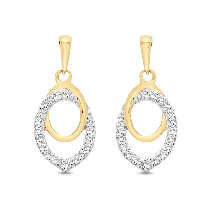 Diamond Open Drop 9ct Yellow Gold Earrings