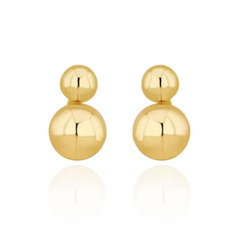 Double Ball 9ct Yellow Gold Stud Earrings
