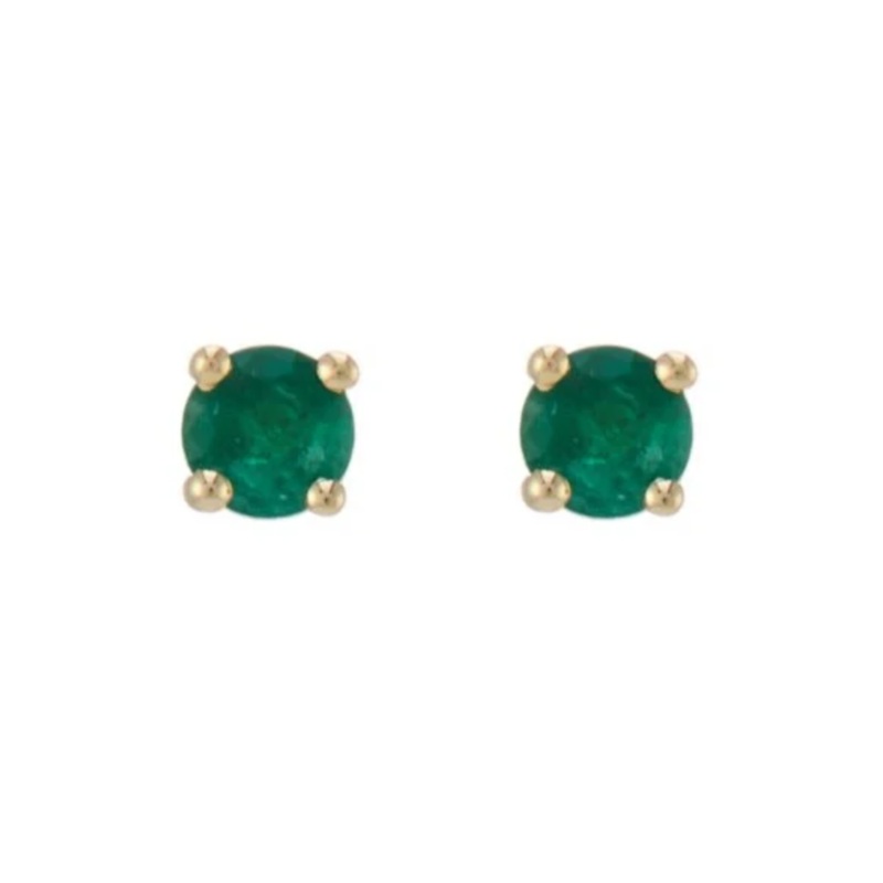 Emerald Solitaire 9ct Yellow Gold Stud Earrings