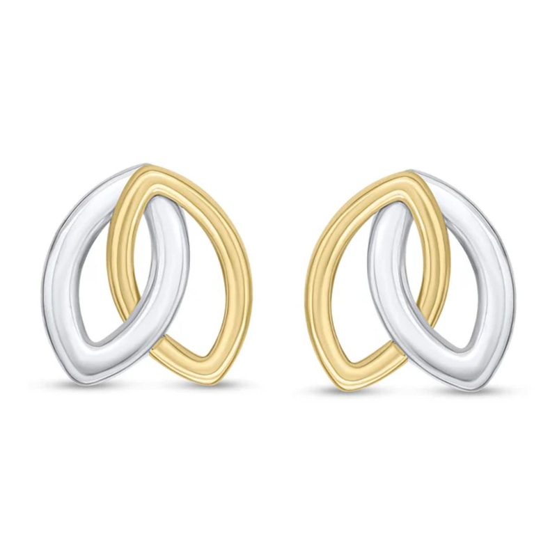 Entwined Marquise 9ct Gold Stud Earrings