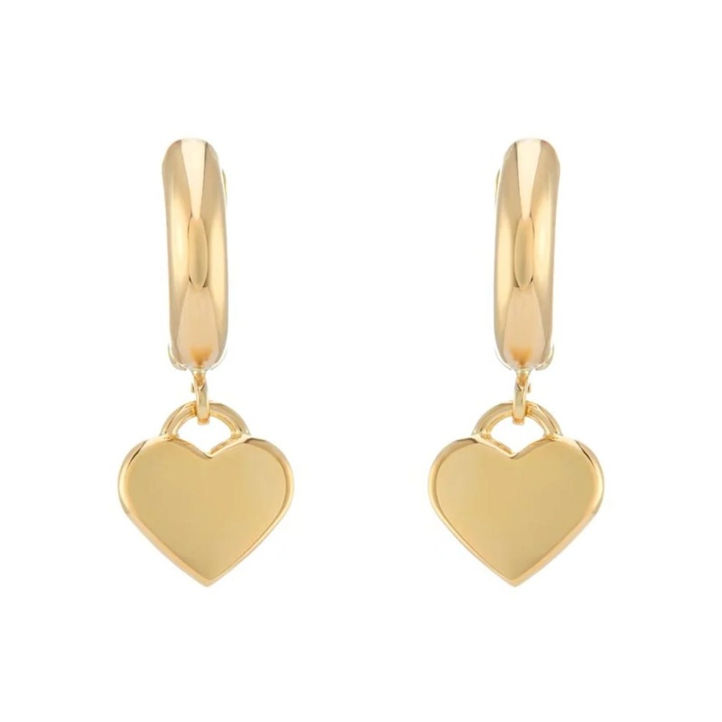 Heart Charm 9ct Yellow Gold Hoop Earrings