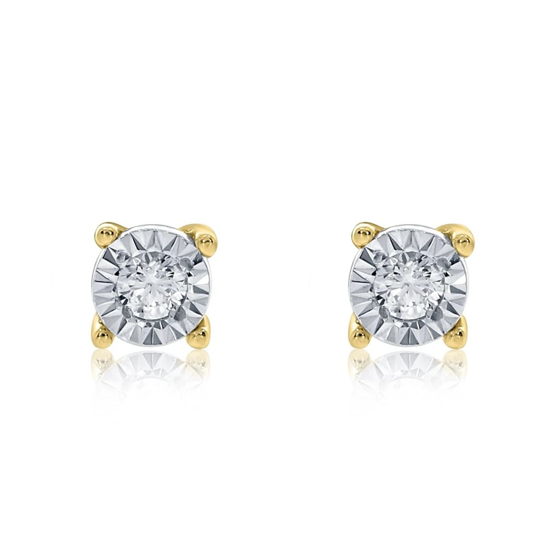 Illusion Set Diamond 9ct Yellow Gold Stud Earrings