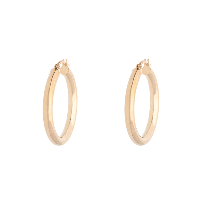 Plain 9ct Yellow Gold Hoop Earrings 24mm