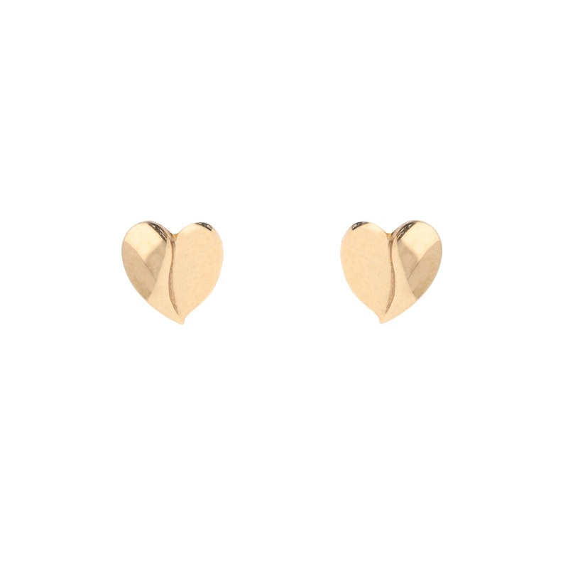 Polished Heart 9ct Yellow Gold Stud Earrings