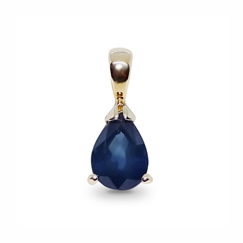 Sapphire Pear Shape 9ct Yellow Gold Pendant