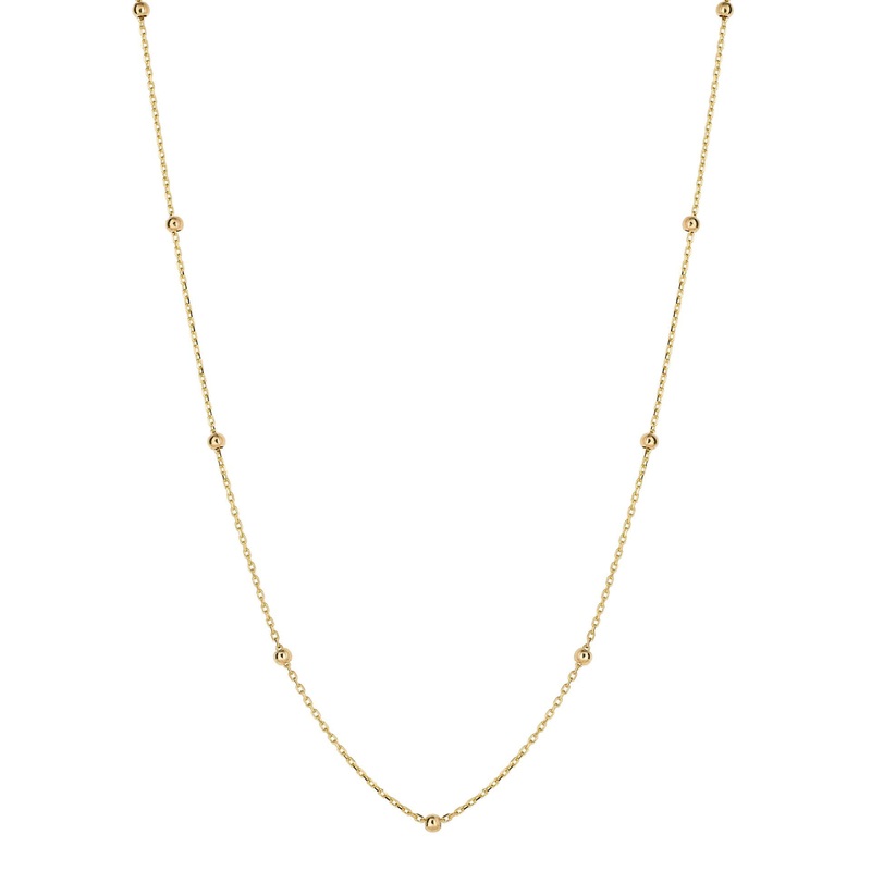 Station Bead 9ct Yellow Gold Fine Link Necklace