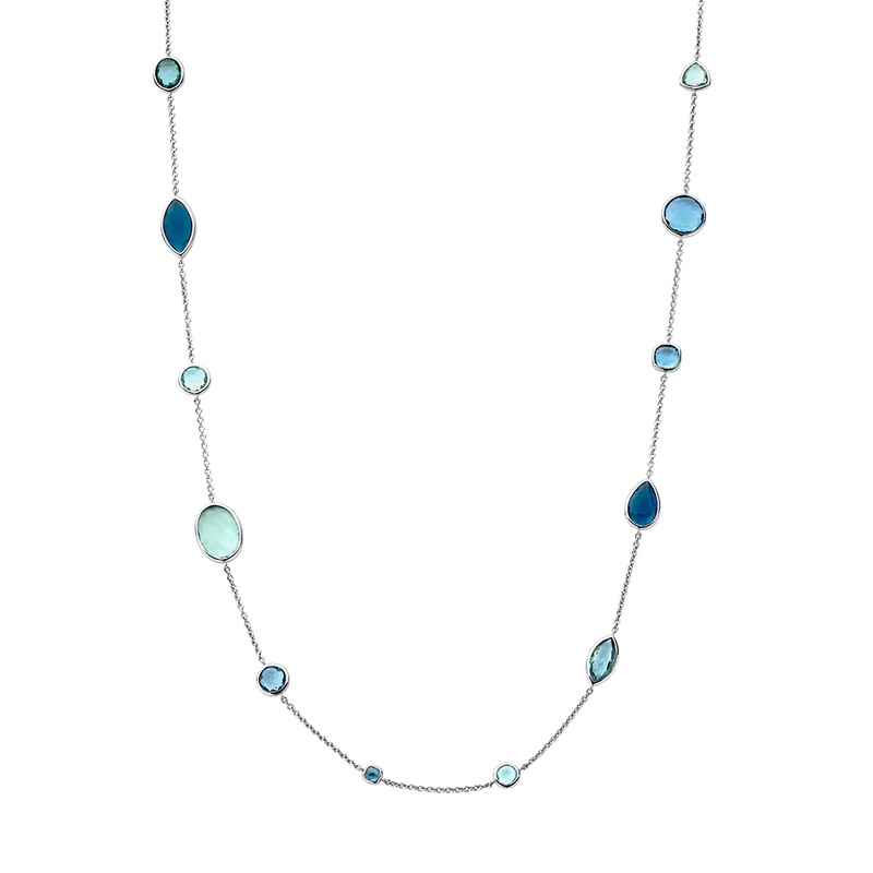 Ti Sento Dark Blue Crystal Multi Shape Long Necklace 34077DB/80