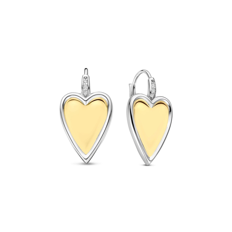 Ti Sento Yellow Gold Plated Cubic Zirconia Heart Drop Earrings 78004ZY