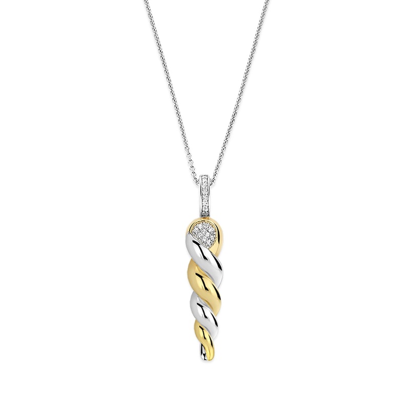 Ti Sento Yellow Gold Plated Cubic Zirconia Twisted Pendant 6845ZY