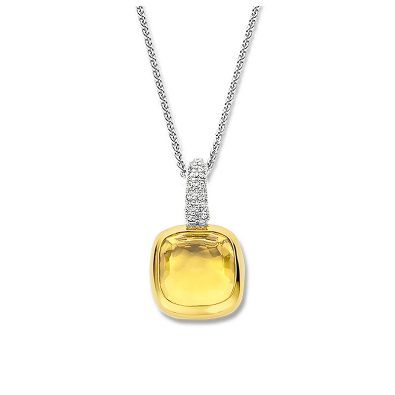Ti Sento Yellow Gold Plated Yellow Crystal and Cubic Zirconia Pendant 6829DY