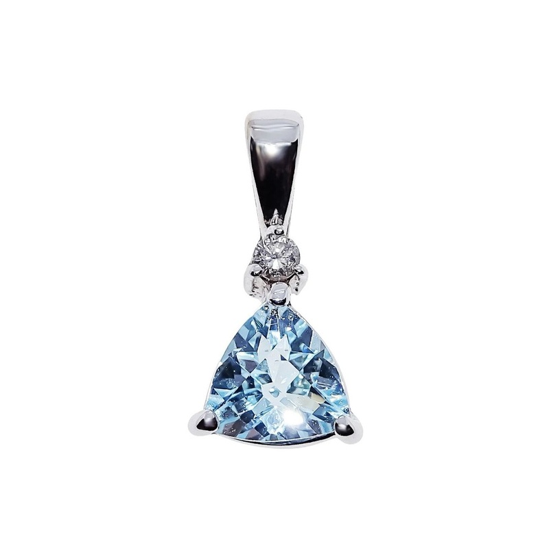 Trilliant Blue Topaz 9ct White Gold Pendant