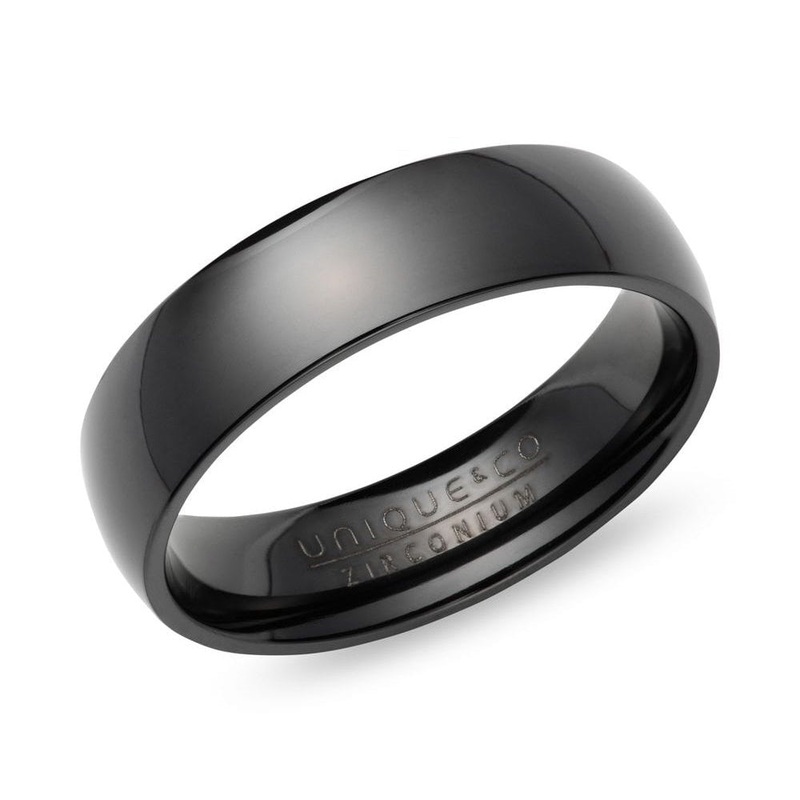 Unique Black Zirconium Plain 7mm Polished Ring