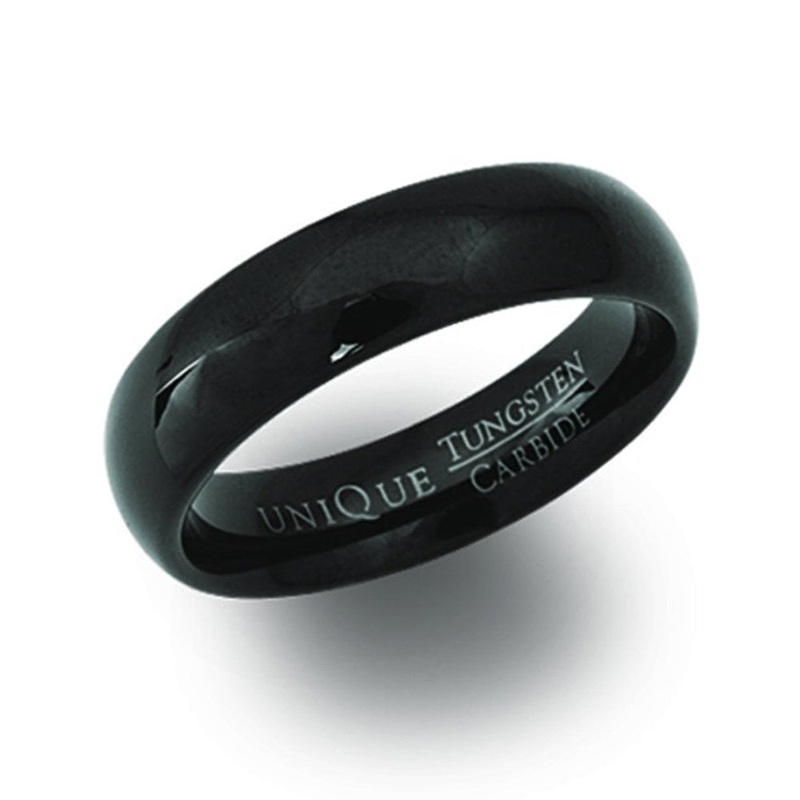 Unique Tungsten 6mm Court Ring With Black Finish