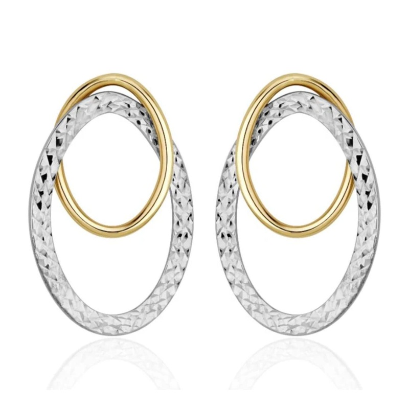 Double Oval 9ct Gold Stud Earrings