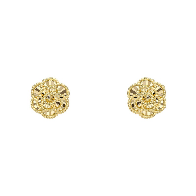 English Rose 9ct Yellow gold Stud Earrings