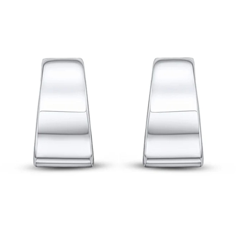 Flat Tapered 9ct White Gold Half Hoop Earring