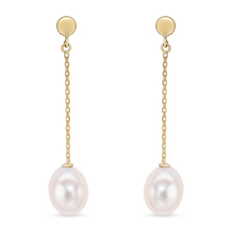 Freshwater Pearl 9ct Yellow Gold Drop Earrings