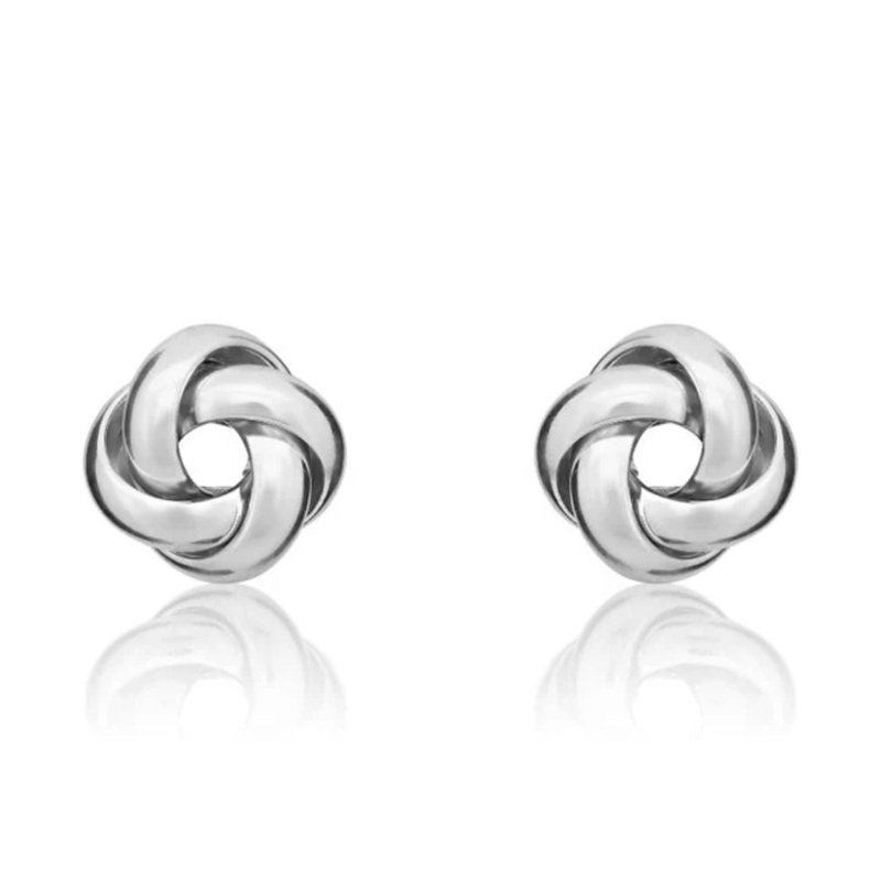 Open 9ct White Gold Knot Stud Earrings