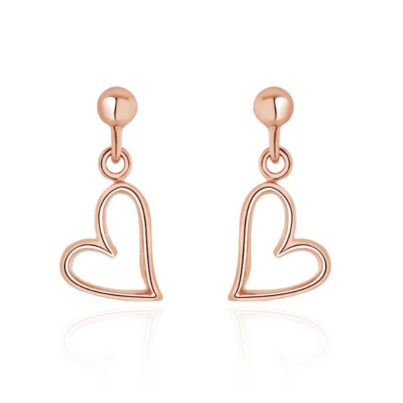 Open Heart 9ct Rose Gold Drop Earrings