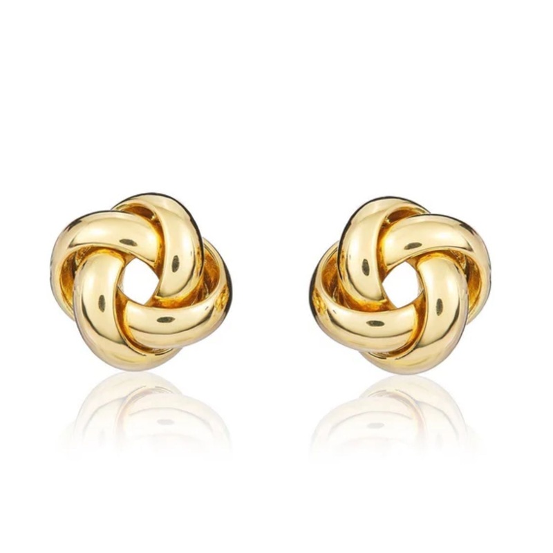 Polished Multi Strand 18ct Yellow Gold Knot Stud Earrings