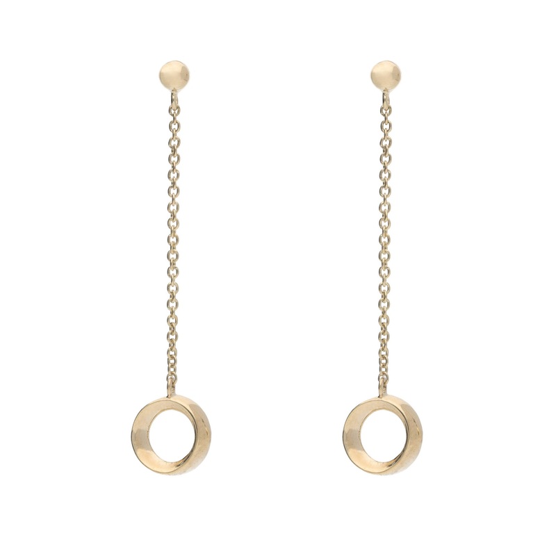 Polished Open Oval 9ct Yellow Gold Drop Earrings