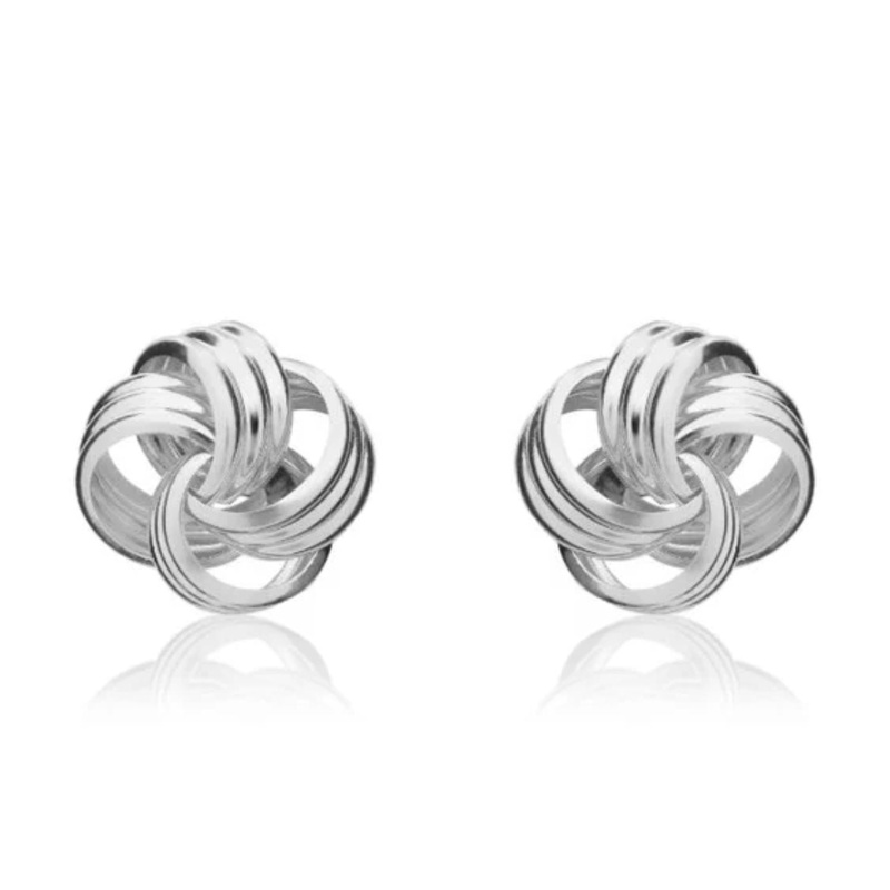 Ribbed Loop 9ct White Gold Stud Earrings