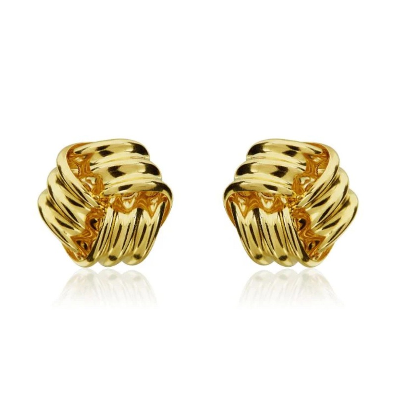 Ridged Knot 9ct Yellow Gold Earrings